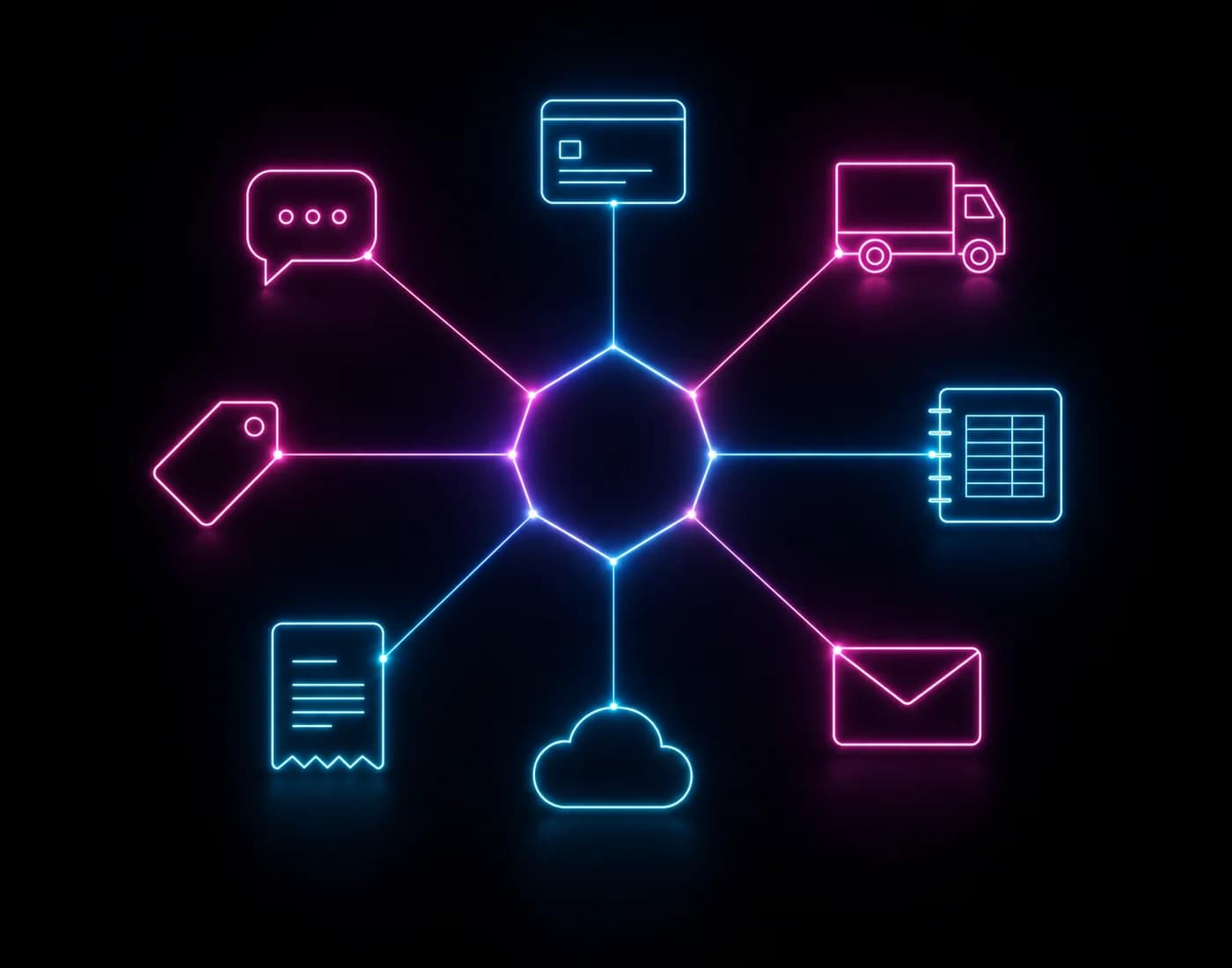 Integration tiles connecting accounting, shipping and payment tools
