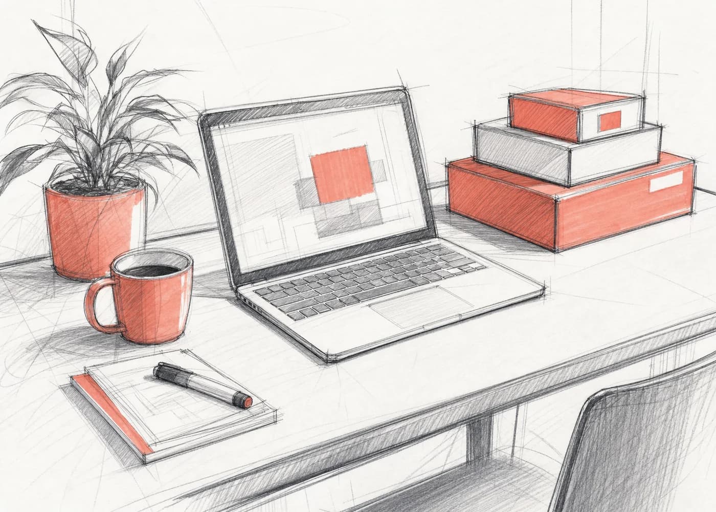 A workspace being created